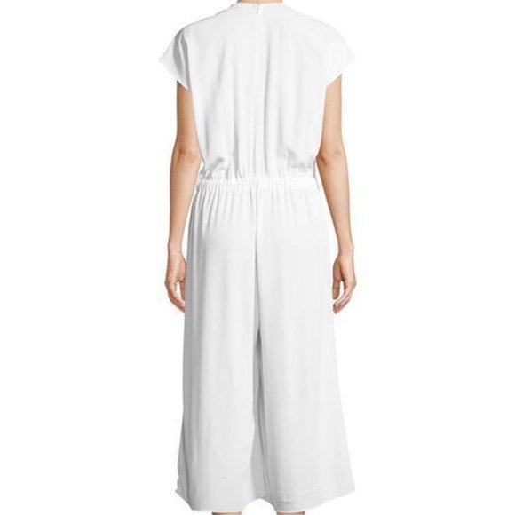 Eileen Fisher Crepe Wide-Leg Jumpsuit Crop V-neck Lightweight Tencel Women XXS - Picture 2 of 12